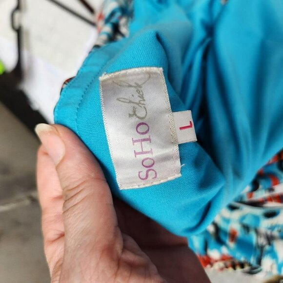 Soho Chick Strapless Maxi Dress L Multicolor Geometric Print Polyester Spandex B - Picture 6 of 6